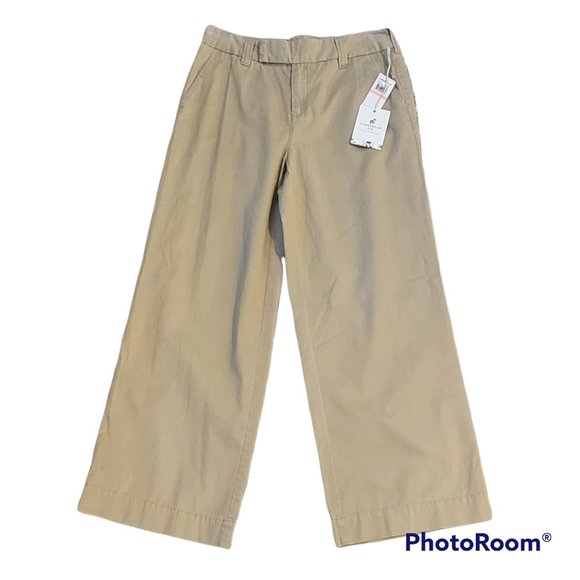 Wide Leg Khaki Hurricane Twill Pants Lace Up Trim on Back Y2K Sz 10 NEW - Picture 2 of 11
